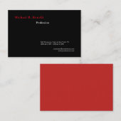 Einfache Schlichte Schwarz-weiße Rot Minimalistisc Visitenkarte (Vorne/Hinten)