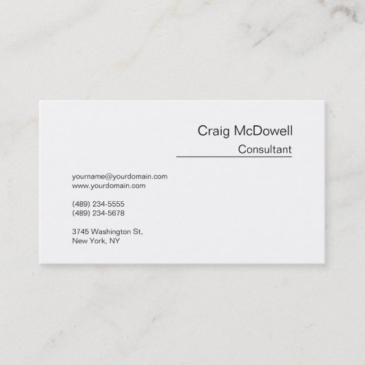 Einfache Schlichte Schwarz-weiße Visitenkarte (Vorderseite)