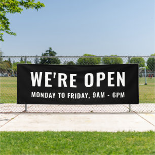 Einfache Schlichte Schwarz Wir sind Open Store Off Banner