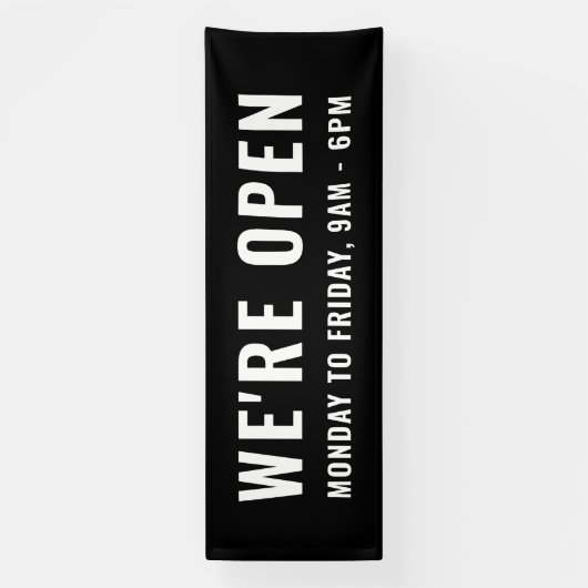 Einfache Schlichte Schwarz Wir sind Open Store Off Banner (Vertikal)