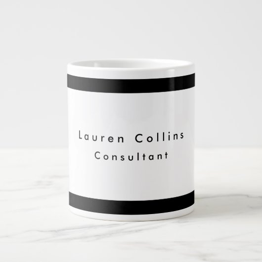 Einfache Schlichte schwarze Grenze Minimalistisch Jumbo-Tasse (Vorderseite)