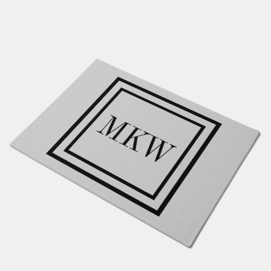 Einfache Schlichte schwarze Grenze Volltextmonogra Fußmatte (Schrägansicht)