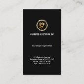 Einfache schlichte schwarze vertikale Goldlinie Visitenkarte (Rückseite)