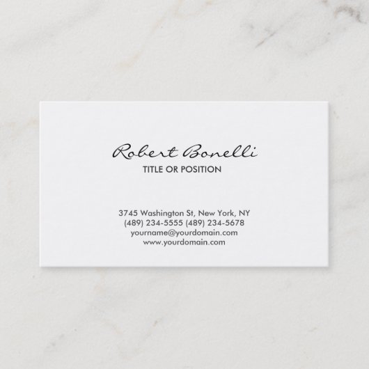 Einfache Schlichte Script-Kalligrafie-Visitenkarte Visitenkarte (Vorderseite)