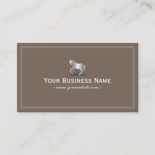 Einfache Schlichte Silver Horse Business Card (bra Visitenkarte (Vorderseite)