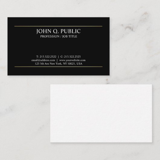 Einfache Schlichte Streifen Modernes Schwarzes Ele Visitenkarte (Vorne/Hinten)