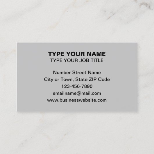 Einfache Schlichte Texte Design Graue Calling Card Telefonnummerkarte (Rückseite)