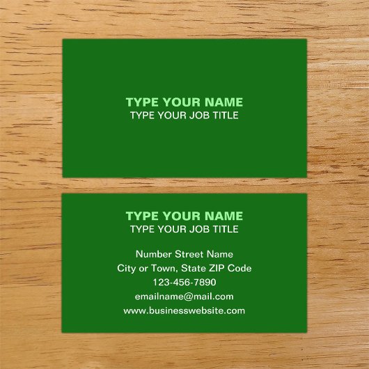 Einfache Schlichte Texte Design Green Calling Card Telefonnummerkarte