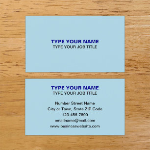 Einfache Schlichte Texte Design Light Blue Calling Telefonnummerkarte