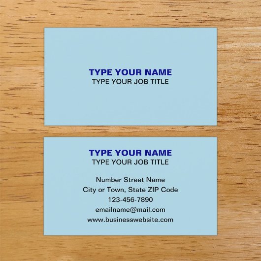 Einfache Schlichte Texte Design Light Blue Calling Telefonnummerkarte