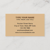 Einfache Schlichte Texte Design Light Brown Callin Telefonnummerkarte (Rückseite)