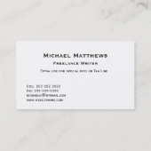 Einfache schlichte Unadorned Visitenkarte (Rückseite)