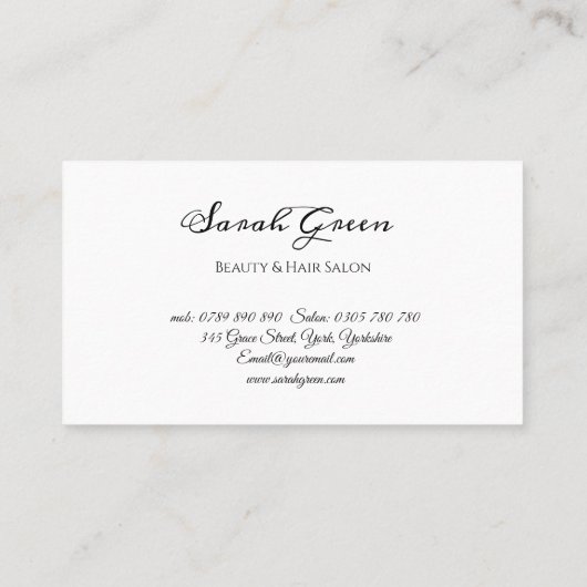 Einfache schlichte visitenkarte (Rückseite)