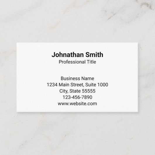Einfache Schlichte Vorlage für generisches Design Visitenkarte (Vorderseite)