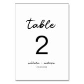 Einfache Schlichte White-Elegant-Script-Hochzeit Tischnummer (Vorderseite)
