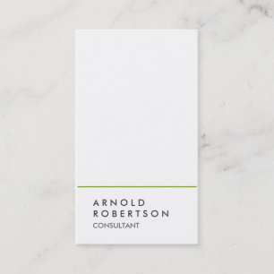 Einfache Schlichte White Green Consultant-Visitenk Visitenkarte
