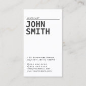 Einfache Schlichte White Journalist Business Card Visitenkarte (Vorderseite)