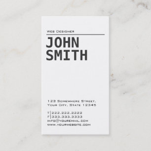 Einfache Schlichte White Web Design Business Card Visitenkarte