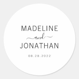 Einfache Schlichte White Wedding Couple Classic Runder Aufkleber