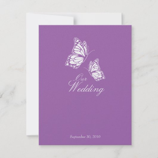 Einfache Schmetterlinge Hochzeit 2 Einladung (Vorderseite)