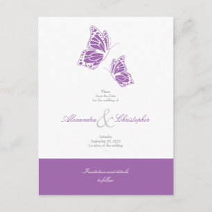 Einfache Schmetterlinge Save the Date Hochzeit Ankündigungspostkarte