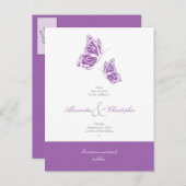 Einfache Schmetterlinge Save the Date Hochzeit Ankündigungspostkarte (Vorne/Hinten)
