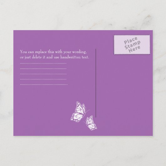 Einfache Schmetterlinge Save the Date Hochzeit Ankündigungspostkarte (Rückseite)