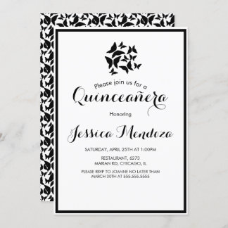 Einfache Schmetterlinge Schwarz-weiß Quince Sweet Einladung