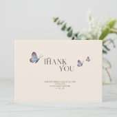 Einfache Schmetterlinge & Wildblumen Kinderdusche Dankeskarte (Stehend Vorderseite)