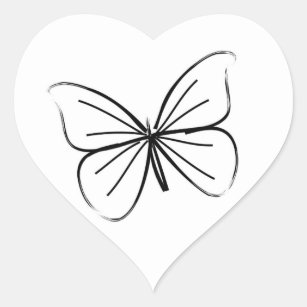 Einfache Schmetterlingslinie Zeichnend Hochzeitshe Herz-Aufkleber