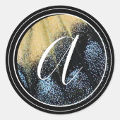 Einfache Schmetterlingswelle Gelb und Blau Runder Aufkleber (Vorderseite)