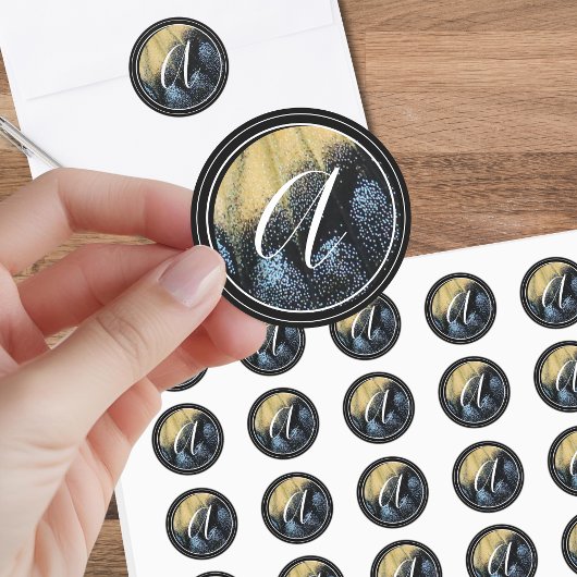 Einfache Schmetterlingswelle Gelb und Blau Runder Aufkleber