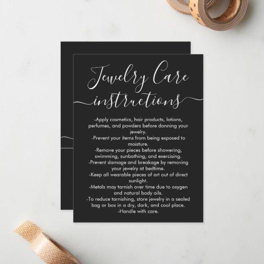 Einfache Schmuckkarte für Schwarz-weiße Skripte Mitteilungskarte (Vorderseite/Rückseite Beispiel)