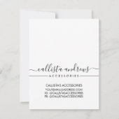 Einfache Schmuckkarte für Schwarz-weiße Skripte Mitteilungskarte (Rückseite)