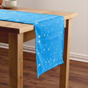 Einfache Schnee und Stars auf LICHT BLAU oder Ihre Kurzer Tischläufer