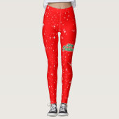 Einfache Schnee und Sterne auf Weihnachten Rot Leggings (Vorderseite)