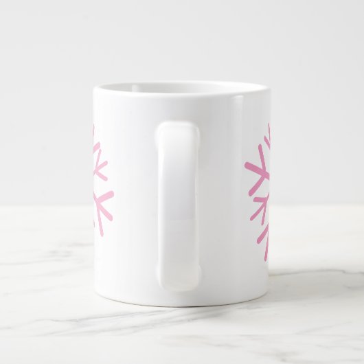 Einfache Schneeflocke Hand gezeichnet Weißrosa Jumbo-Tasse (Rückseite)