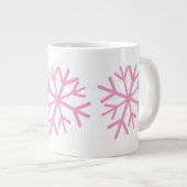 Einfache Schneeflocke Hand gezeichnet Weißrosa Jumbo-Tasse (Vorderseite Rechts)