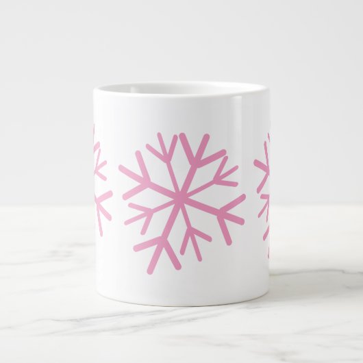 Einfache Schneeflocke Hand gezeichnet Weißrosa Jumbo-Tasse (Vorderseite)