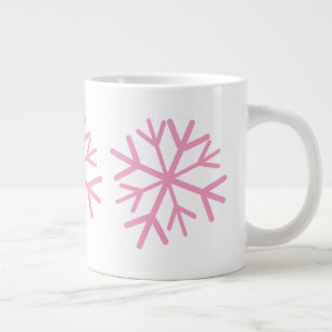 Einfache Schneeflocke Handgezeichnet Weiß Rosa Jumbo-Tasse