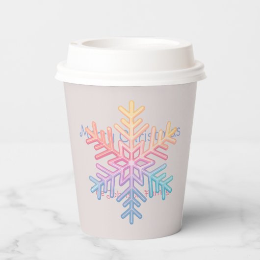 Einfache Schneeflocke Pappbecher (Rückseite)