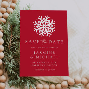 Einfache Schneeflocke Rot Save The Date