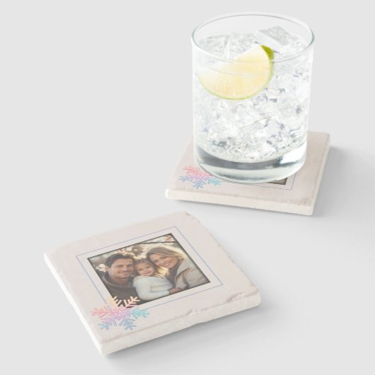 Einfache Schneeflocke Steinuntersetzer (Seitenansicht)