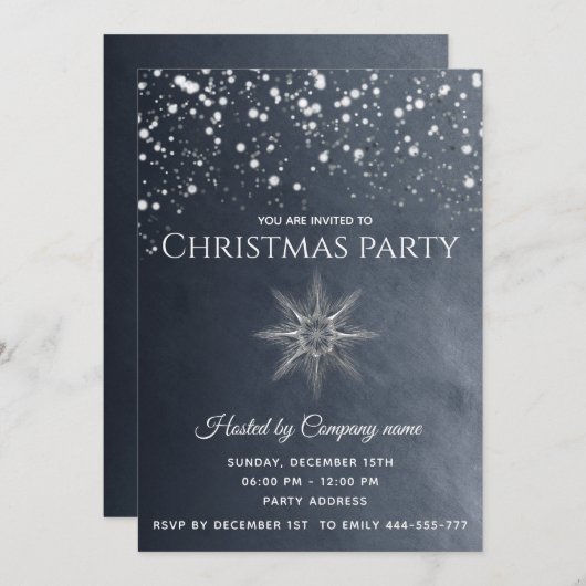 Einfache Schneeflocke Weihnachts-Party Einladung (Vorne/Hinten)