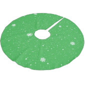 Einfache Schneeflocken auf HELLGRÜN Polyester Weihnachtsbaumdecke (Schrägansicht)