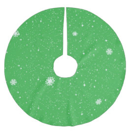 Einfache Schneeflocken auf HELLGRÜN Polyester Weihnachtsbaumdecke