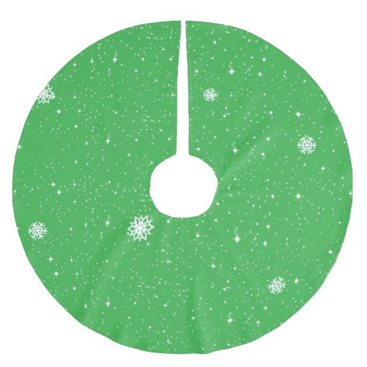 Einfache Schneeflocken auf HELLGRÜN Polyester Weihnachtsbaumdecke (Vorderseite)