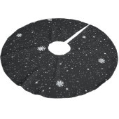 Einfache Schneeflocken auf SCHWARZ Polyester Weihnachtsbaumdecke (Schrägansicht)