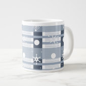 Einfache Schneeflocken Blau Kariert Jumbo-Tasse (Vorderseite Rechts)