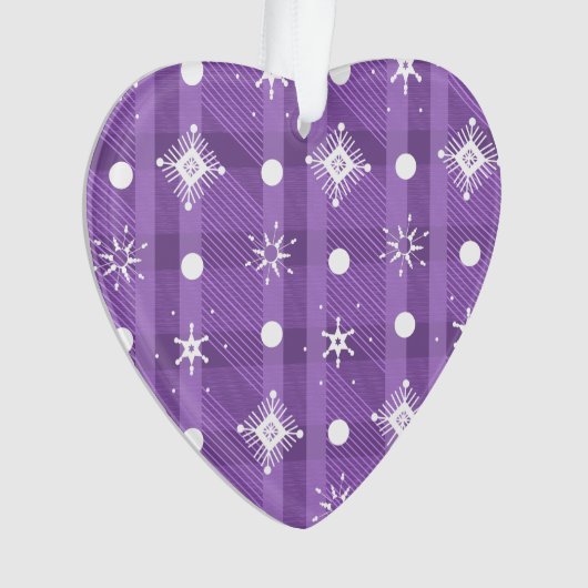 Einfache Schneeflocken Lila Kariertes Muster Ornament (Vorderseite)